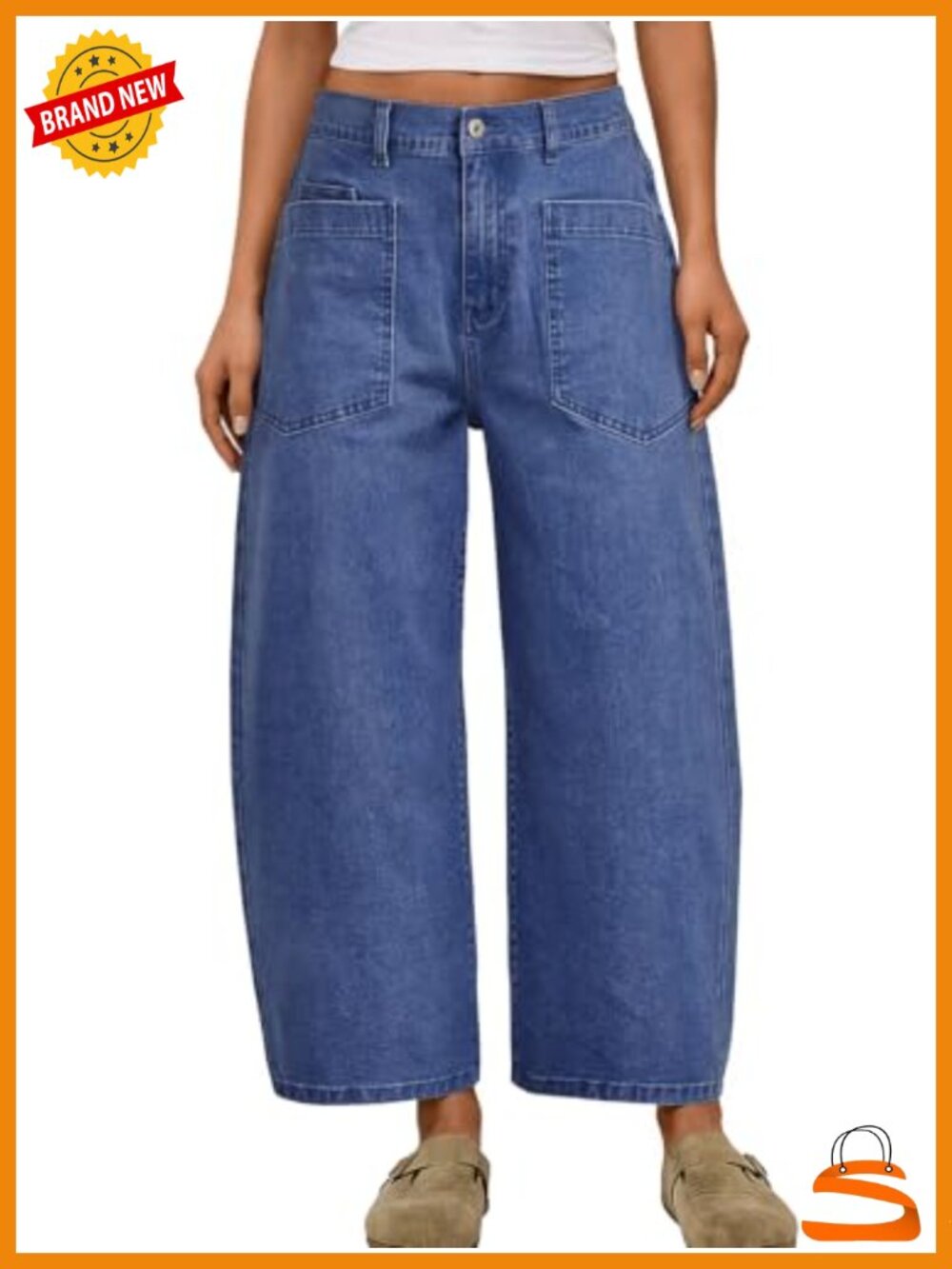 High Waisted Barrel Leg Jeans - Vintage Wide Leg Ankle Length Denim Pants